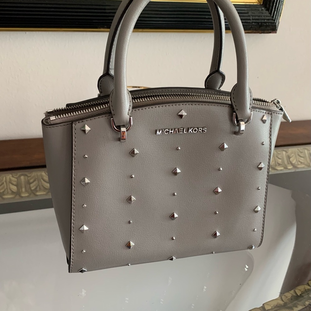 Michael Kors Gray Satchel with Silver Studs